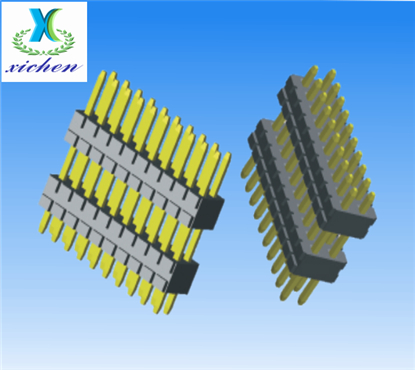 0.8mm排针 双排双塑180度