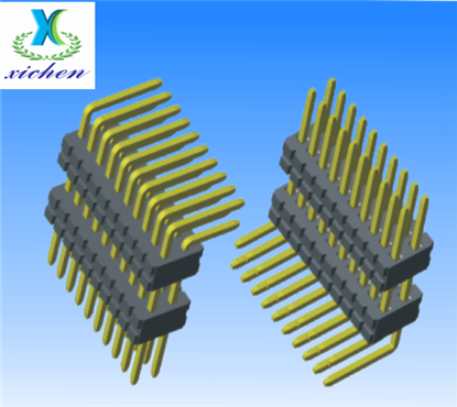 0.8mm排针 双排双塑90度